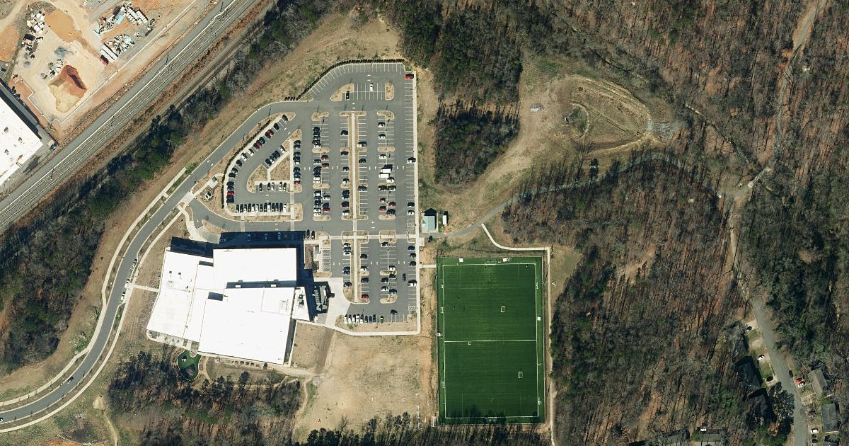 Aerial view of Eastway and its surroundings