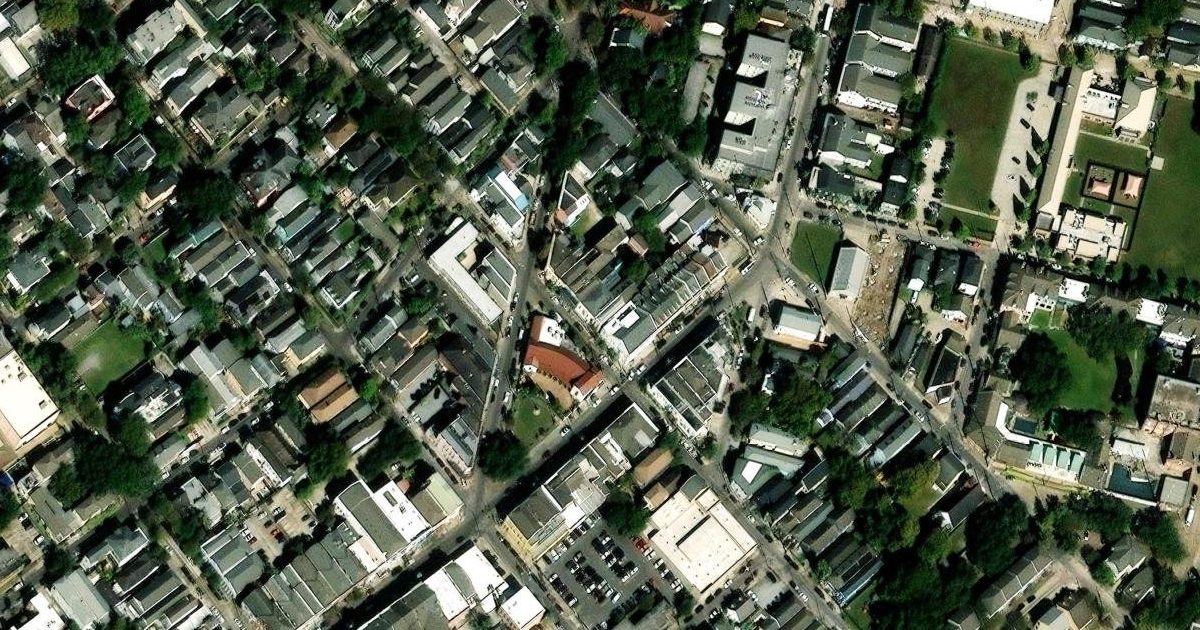 Aerial view of Anarchy Yoga and its surroundings