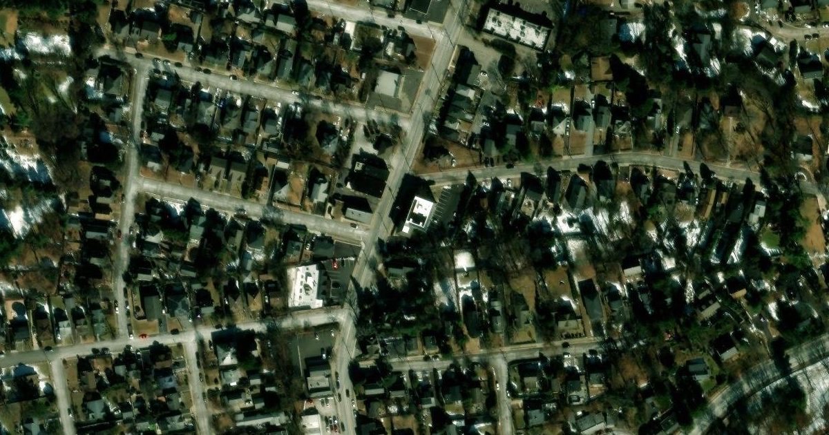 Aerial view of Yoga Haven and its surroundings