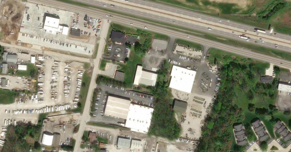 Aerial view of GT Performance Gymnastics and Cheer and its surroundings