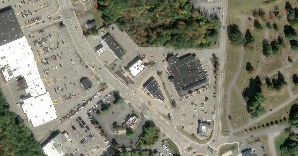 Aerial view of Old School MMA and its surroundings