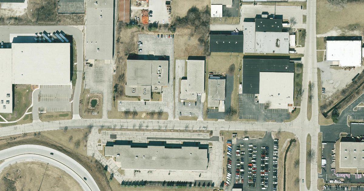 Aerial view of Brew State Baseball Academy and its surroundings