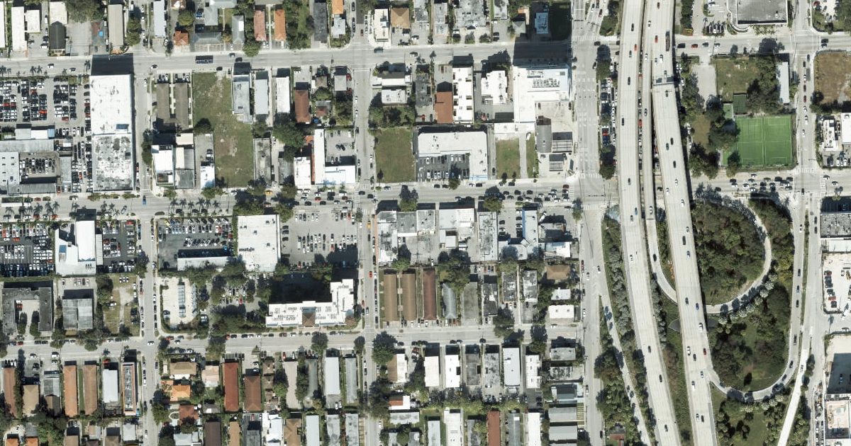 Aerial view of Brickell Yoga and its surroundings