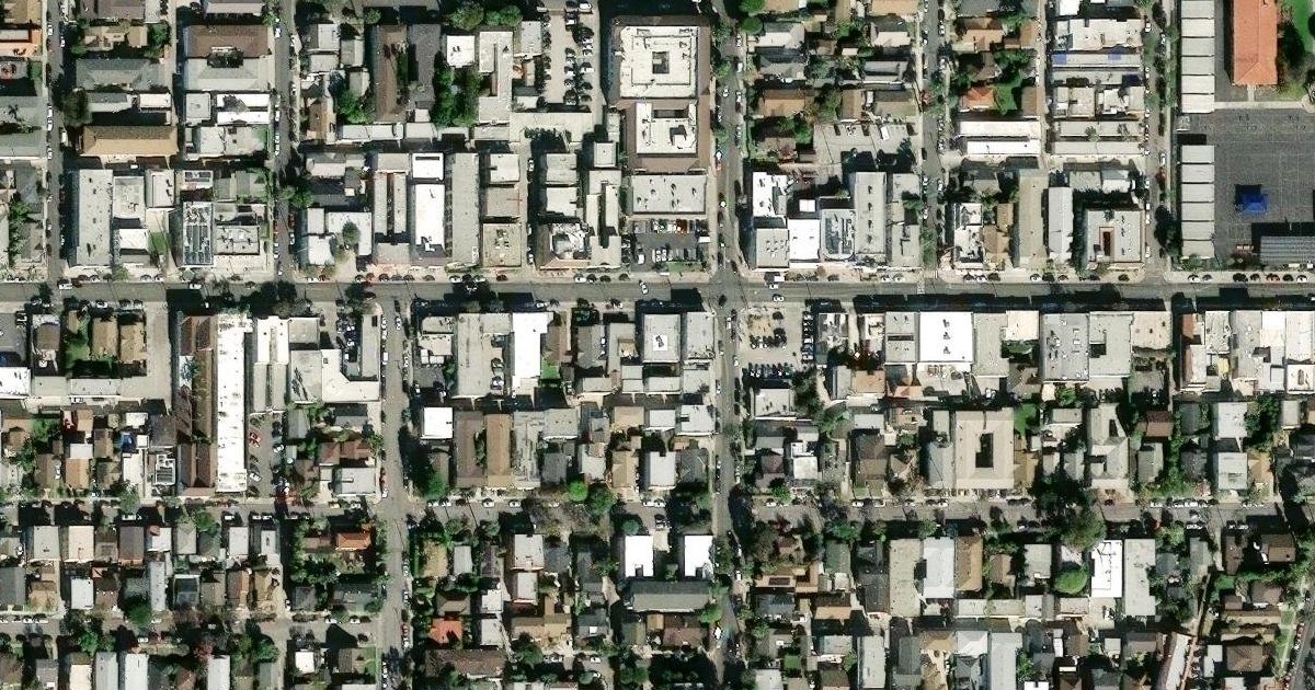 Aerial view of Long Beach United Boxing Club and its surroundings