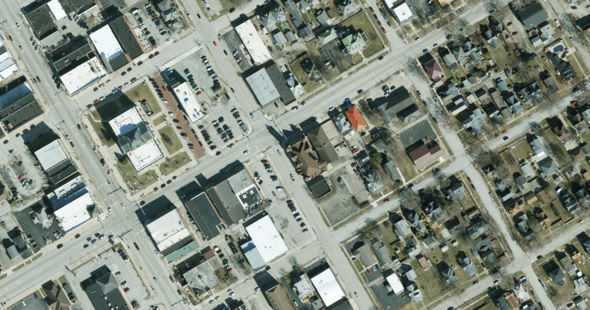 Aerial view of Joyful Yoga and its surroundings