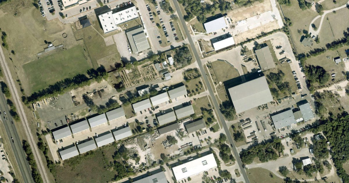 Aerial view of Cornerstone Jiu Jitsu Academy and its surroundings